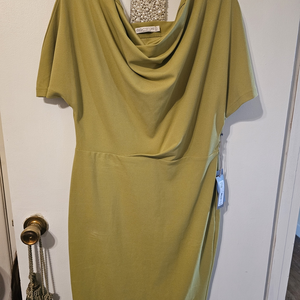 NWT New York & Company Olive Draped Midi Dress